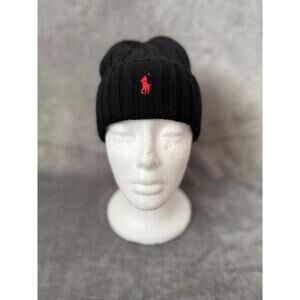 Polo Ralph Lauren Signature Pony Wool Blend Men’s Knit Beanie OSFM Black Red